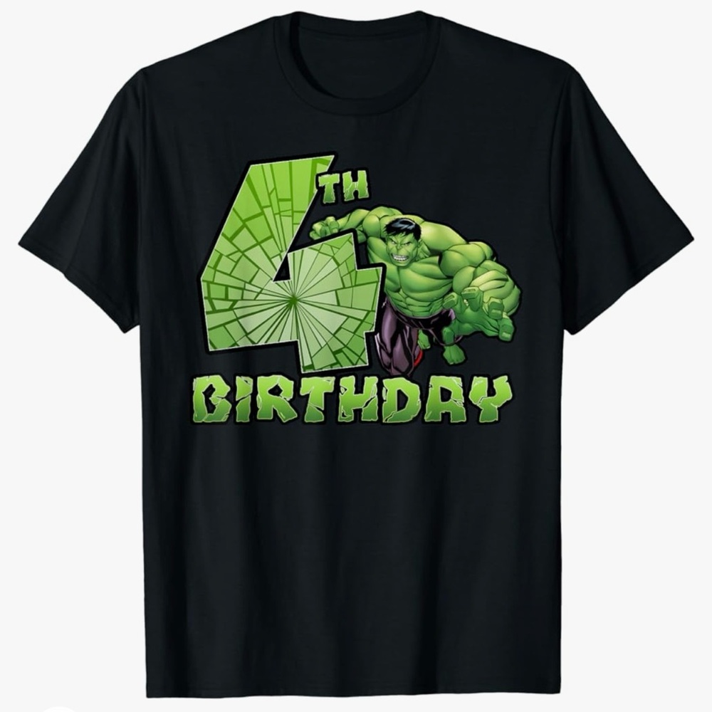Marvel Avengers Hulk Smash 4th Birthday T-Shirt